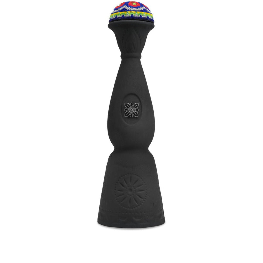Clase Azul Mezcal Durango 750ml matte black ceramic decanter with beaded Huichol cap